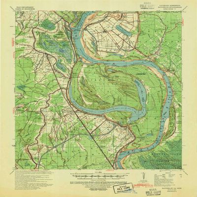 YellowMaps Batchelor LA topo map, 1:62500 Scale, 15 X 15 Minute, Historical, 1941, Updated 1944, 21.8 x 17.8 in - Polypropylene