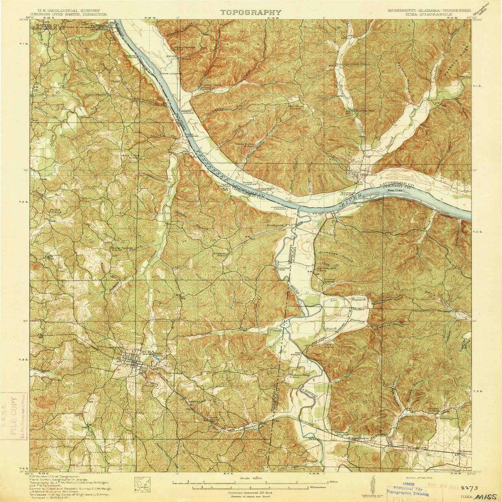 YellowMaps Iuka MS topo map, 1:62500 Scale, 15 X 15 Minute, Historical, 1914, 19.4 x 16.4 in - Polypropylene