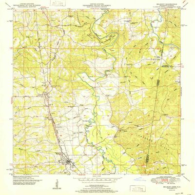 Belmont MS topo map, 1:24000 Scale, 7.5 X 7.5 Minute, Historical, 1951, Updated 1951, 26.9 x 21.9 in - Polypropylene
