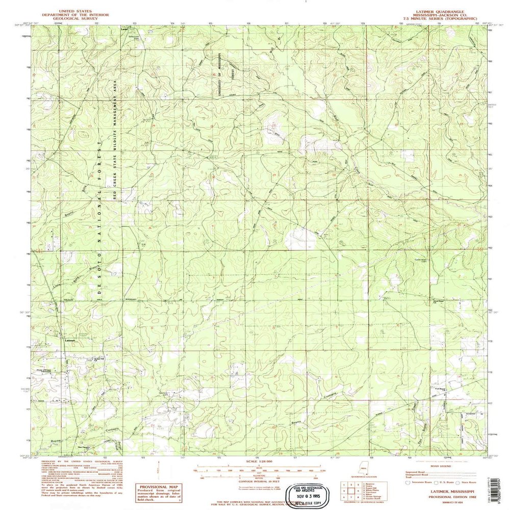YellowMaps Latimer MS topo map, 1:24000 Scale, 7.5 X 7.5 Minute, Historical, 1982, Updated 1982, 26.9 x 22 in - Tyvek