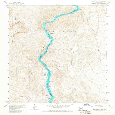 Willow Beach AZ topo map, 1:24000 Scale, 7.5 X 7.5 Minute, Historical, 1959, Updated 1967, 26.9 x 22 in - Tyvek
