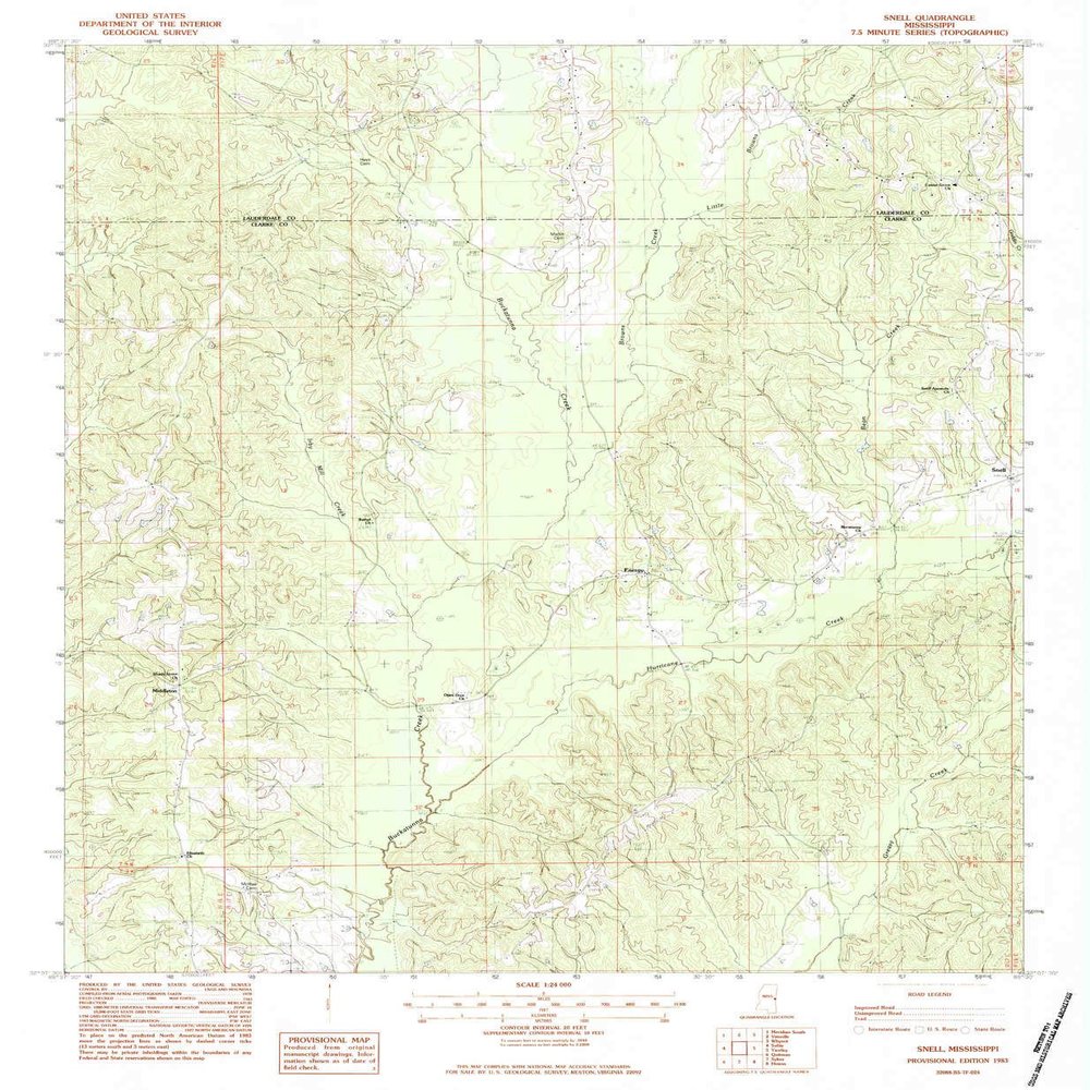 Snell MS topo map, 1:24000 Scale, 7.5 X 7.5 Minute, Historical, 1983, Updated 1983, 26.7 x 22 in - Tyvek