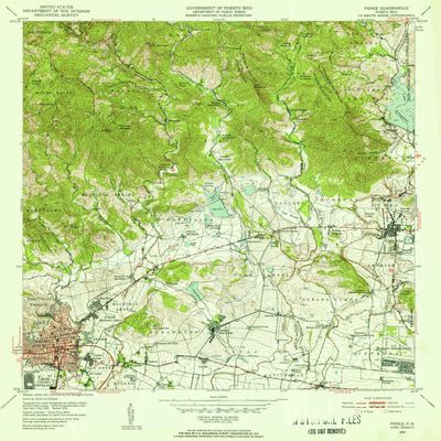 YellowMaps Ponce PR topo map, 1:30000 Scale, 7.5 X 7.5 Minute, Historical, 1952, Updated 1953, 21.8 x 19.6 in - Tyvek