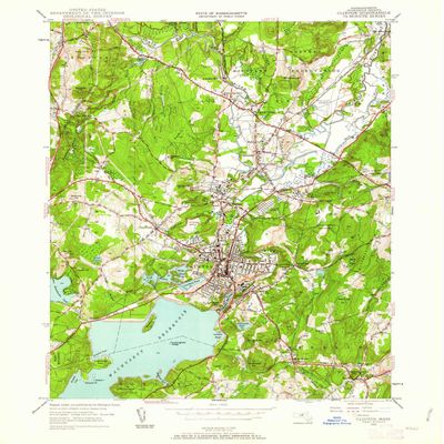 YellowMaps Clinton MA topo map, 1:24000 Scale, 7.5 X 7.5 Minute, Historical, 1950, Updated 1962, 26.8 x 22 in - Polypropylene