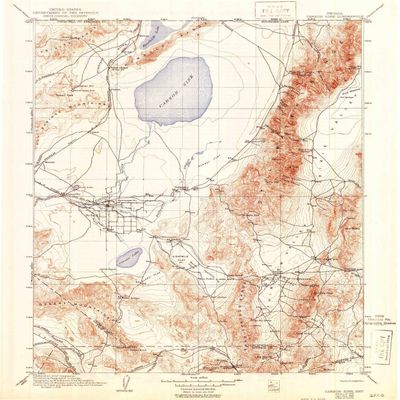 YellowMaps Carson Sink NV topo map, 1:250000 Scale, 1 X 1 Degree, Historical, 1910, Updated 1942, 19.9 x 16.5 in - Tyvek
