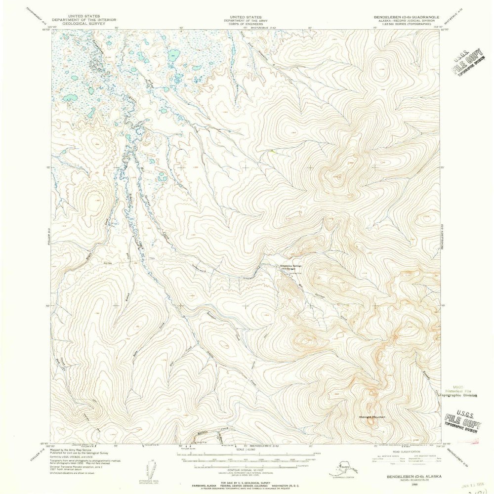 YellowMaps Bendeleben D 6 AK topo map, 1:63360 Scale, 15 X 15 Minute, Historical, 1950, Updated 1956, 20.7 x 18 in - Polypropylene