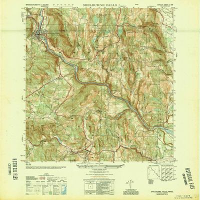 YellowMaps Shelburne Falls MA topo map, 1:25000 Scale, 7.5 X 7.5 Minute, Historical, 1949, 28.6 x 22 in - Polypropylene