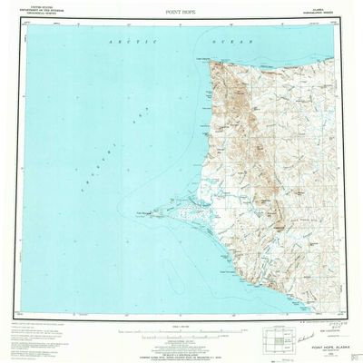 YellowMaps Point Hope AK topo map, 1:250000 Scale, 1 X 3 Degree, Historical, 1955, Updated 1970, 22.2 x 22.4 in - Tyvek