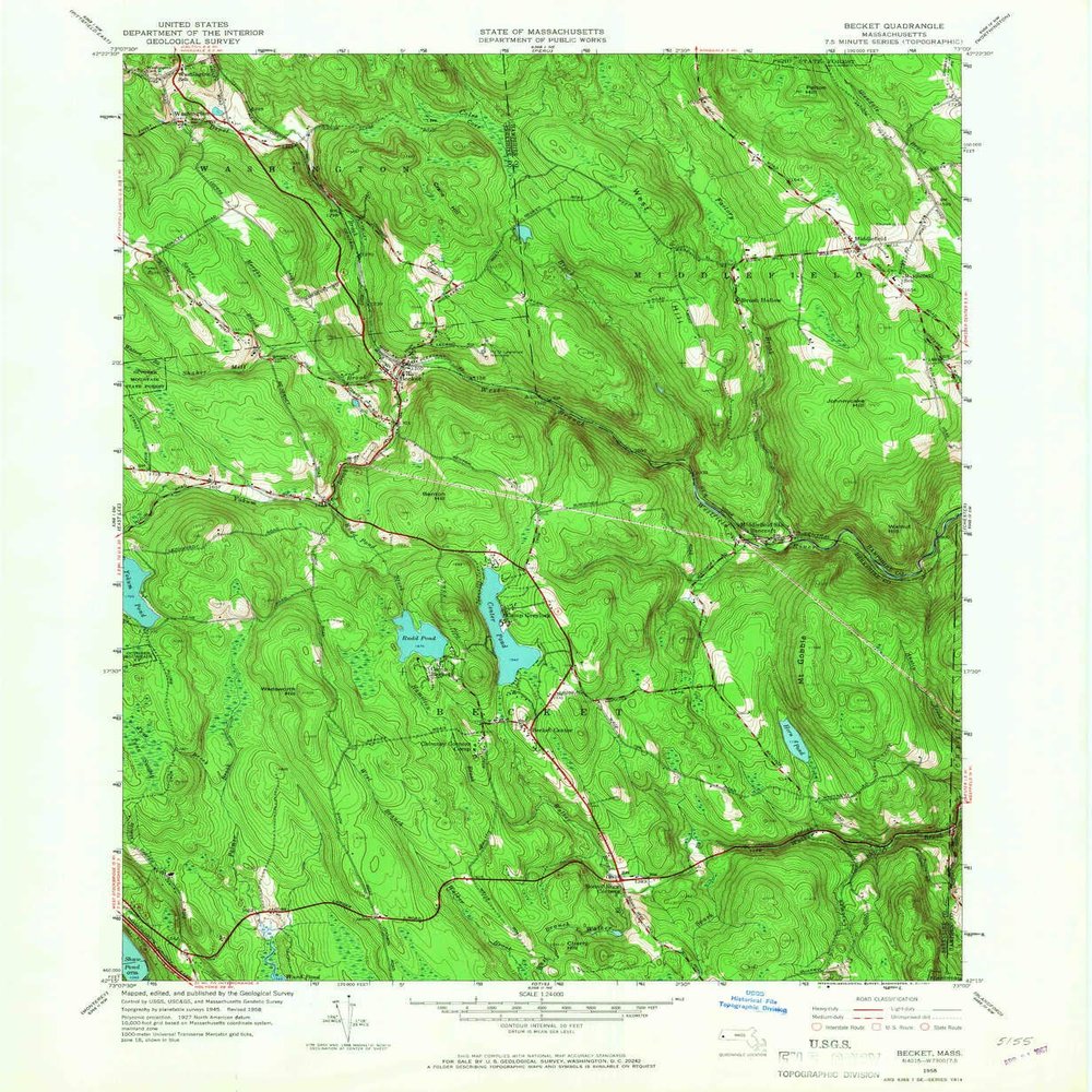 YellowMaps Becket MA topo map, 1:24000 Scale, 7.5 X 7.5 Minute, Historical, 1958, Updated 1967, 26.8 x 22 in - Tyvek