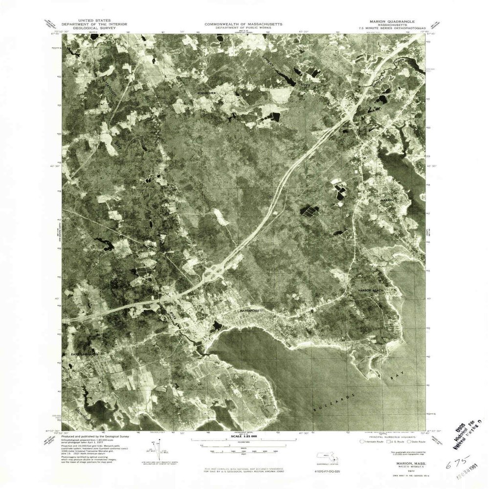 YellowMaps Marion MA topo map, 1:25000 Scale, 7.5 X 7.5 Minute, Historical, 1977, Updated 1981, 26.9 x 22 in - Polypropylene