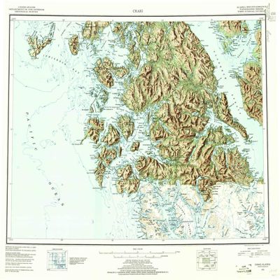YellowMaps Craig AK topo map, 1:250000 Scale, 1 X 2 Degree, Historical, 1952, Updated 1954, 22.5 x 27.8 in - Tyvek