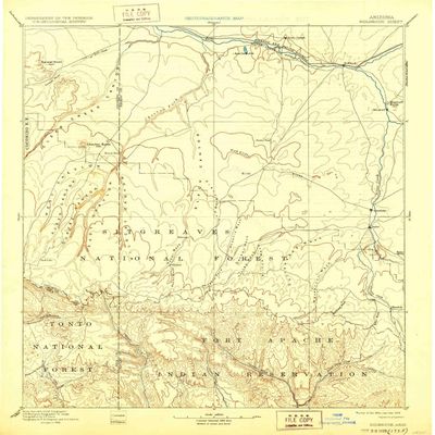 YellowMaps Holbrook AZ topo map, 1:250000 Scale, 1 X 1 Degree, Historical, 1893, Updated 1928, 19.9 x 16.6 in - Tyvek