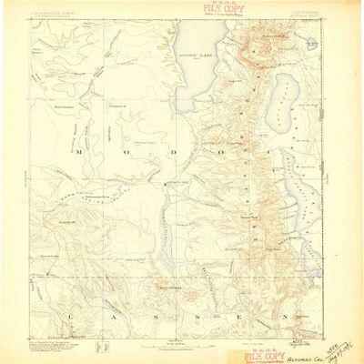 YellowMaps Alturas CA topo map, 1:250000 Scale, 1 X 1 Degree, Historical, 1892, 19.9 x 16.4 in - Polypropylene