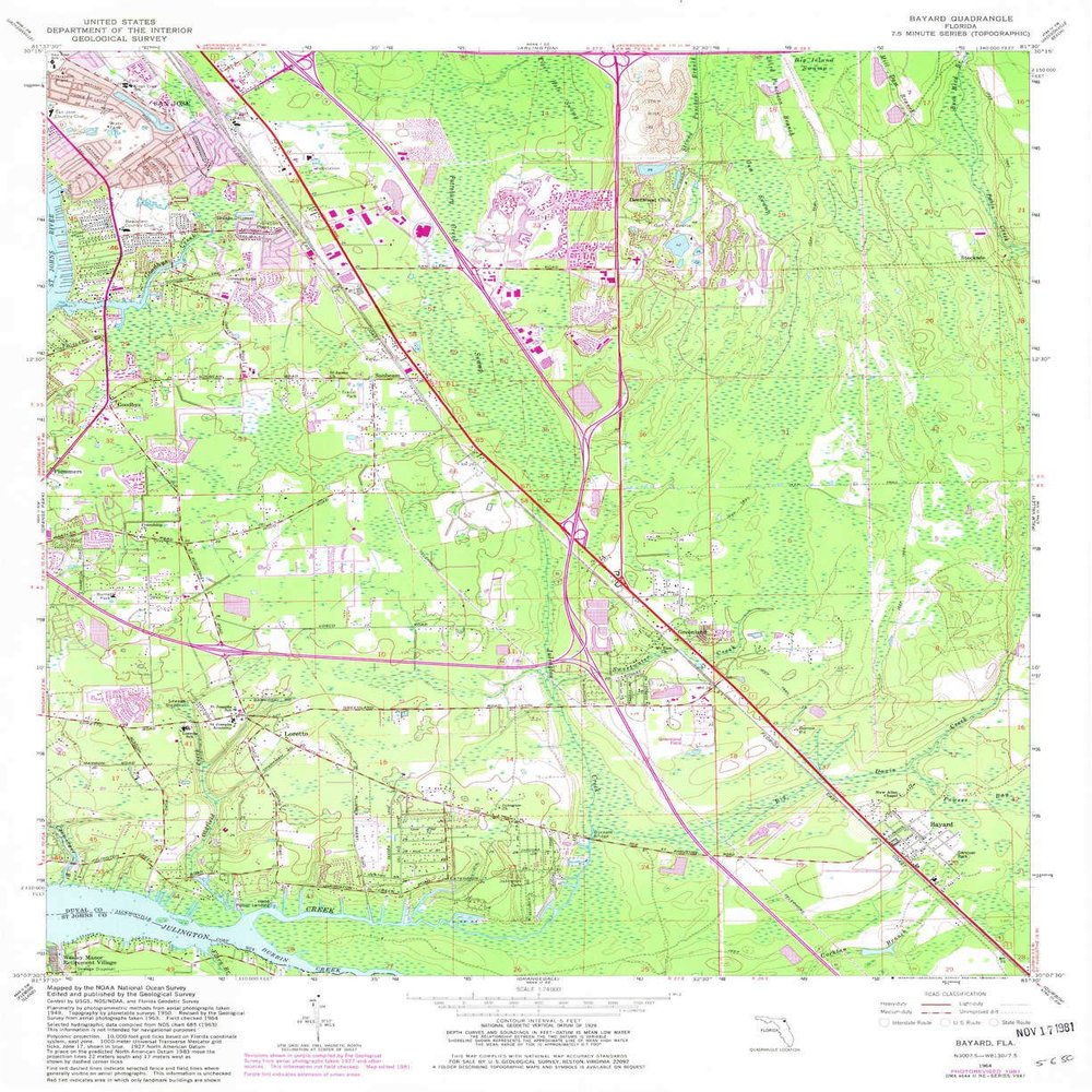 YellowMaps Bayard FL topo map, 1:24000 Scale, 7.5 X 7.5 Minute, Historical, 1964, Updated 1981, 26.9 x 21.9 in - Polypropylene
