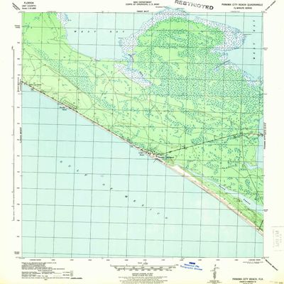 YellowMaps Panama City Beach FL topo map, 1:31680 Scale, 7.5 X 7.5 Minute, Historical, 1943, 20 x 17.6 in - Polypropylene