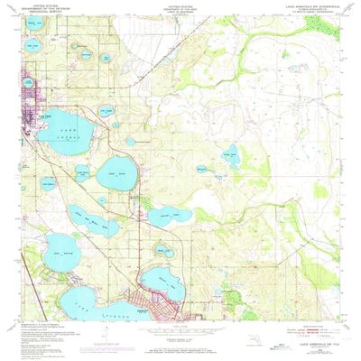 YellowMaps Lake Arbuckle SW FL topo map, 1:24000 Scale, 7.5 X 7.5 Minute, Historical, 1952, Updated 1973, 26.9 x 22.9 in - Polypropylene