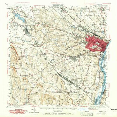 YellowMaps Albany NY topo map, 1:62500 Scale, 15 X 15 Minute, Historical, 1947, Updated 1965, 20.9 x 15.8 in - Polypropylene