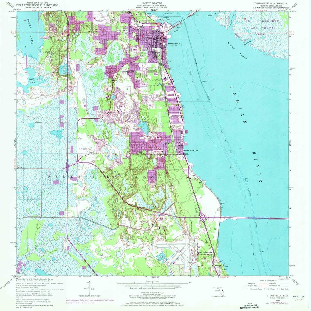 YellowMaps Titusville FL topo map, 1:24000 Scale, 7.5 X 7.5 Minute, Historical, 1949, Updated 1972, 26.7 x 23 in - Tyvek