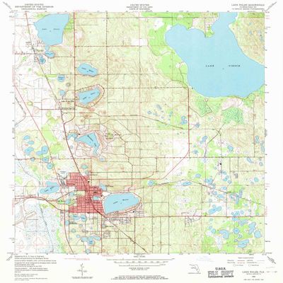 YellowMaps Lake Wales FL topo map, 1:24000 Scale, 7.5 X 7.5 Minute, Historical, 1952, Updated 1971, 26.7 x 22.9 in - Tyvek