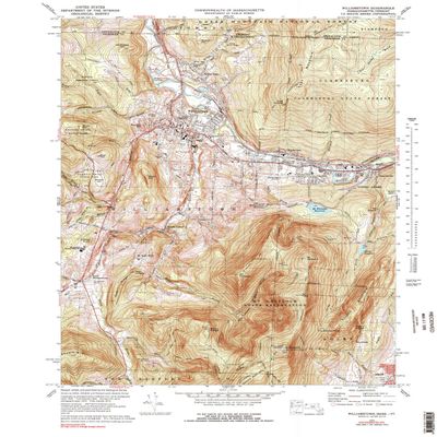 YellowMaps Williamstown MA topo map, 1:24000 Scale, 7.5 X 7.5 Minute, Historical, 1973, Updated 1990, 27.2 x 22 in - Tyvek