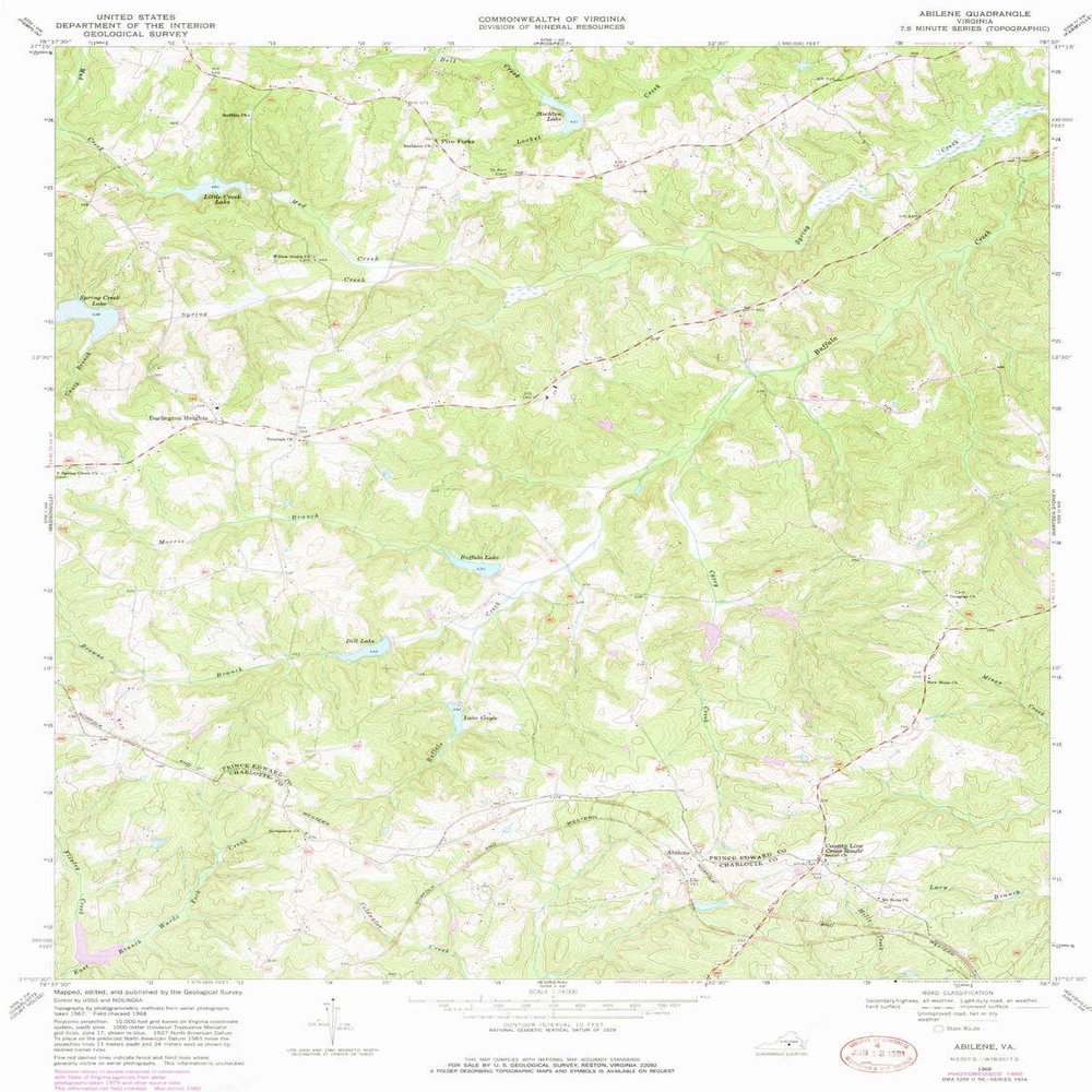 YellowMaps Abilene VA topo map, 1:24000 Scale, 7.5 X 7.5 Minute, Historical, 1968, Updated 1981, 26.65 x 19.99 in - Polypropylene