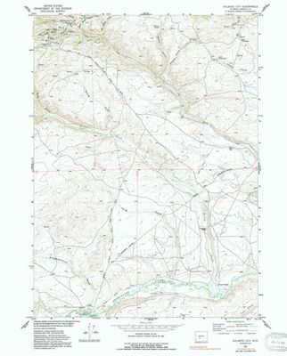 YellowMaps Atlantic City WY topo map, 1:24000 Scale, 7.5 X 7.5 Minute, Historical, 1953, Updated 1991, 26.9 x 21.6 in - Polypropylene