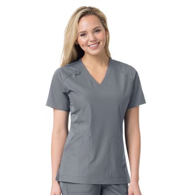 Carhartt womens Women's Multi-pocket V-neck Medical Scrubs Shirt, Pewter, 3X-Large US