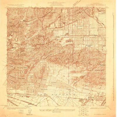 YellowMaps Alhambra CA topo map, 1:24000 Scale, 7.5 X 7.5 Minute, Historical, 1924, 21.7 x 18 in - Tyvek