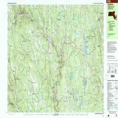YellowMaps Goshen MA topo map, 1:25000 Scale, 7.5 X 15 Minute, Historical, 1997, Updated 1999, 24 x 39.9 in - Polypropylene