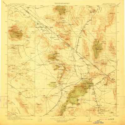 YellowMaps Ivanpah CA topo map, 1:250000 Scale, 1 X 1 Degree, Historical, 1912, 19.8 x 16.5 in - Polypropylene