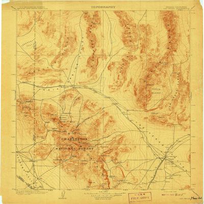 YellowMaps Las Vegas NV topo map, 1:250000 Scale, 1 X 1 Degree, Historical, 1908, 20 x 16.6 in - Tyvek