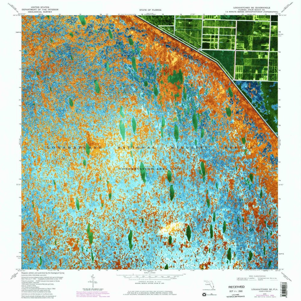 YellowMaps Loxahatchee SE FL topo map, 1:24000 Scale, 7.5 X 7.5 Minute, Historical, 1970, Updated 1984, 26.9 x 24 in - Polypropylene