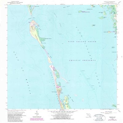 YellowMaps Captiva FL topo map, 1:24000 Scale, 7.5 X 7.5 Minute, Historical, 1958, Updated 1987, 26.9 x 23 in - Polypropylene
