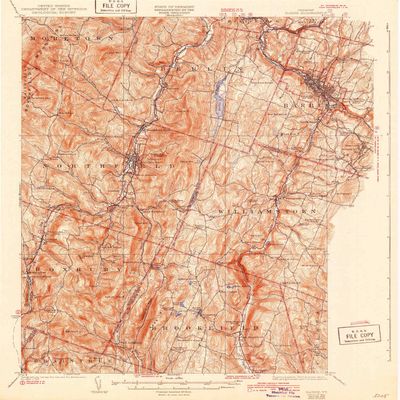 YellowMaps Barre VT topo map, 1:62500 Scale, 15 X 15 Minute, Historical, 1924, Updated 1943, 19.6 x 16.5 in - Polypropylene
