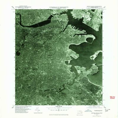 YellowMaps Boston South MA topo map, 1:25000 Scale, 7.5 X 7.5 Minute, Historical, 1977, Updated 1980, 26.9 x 22 in - Tyvek