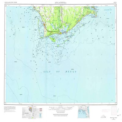YellowMaps Apalachicola FL topo map, 1:250000 Scale, 1 X 2 Degree, Historical, 1967, Updated 1975, 22.1 x 34 in - Tyvek