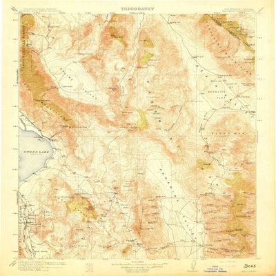 YellowMaps Ballarat CA topo map, 1:250000 Scale, 1 X 1 Degree, Historical, 1913, 19.7 x 16.5 in - Tyvek