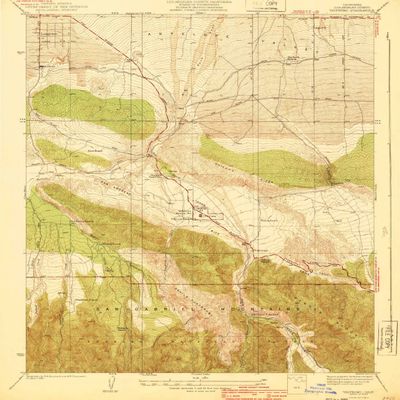 YellowMaps Valyermo CA topo map, 1:24000 Scale, 7.5 X 7.5 Minute, Historical, 1940, 20.3 x 17.4 in - Polypropylene