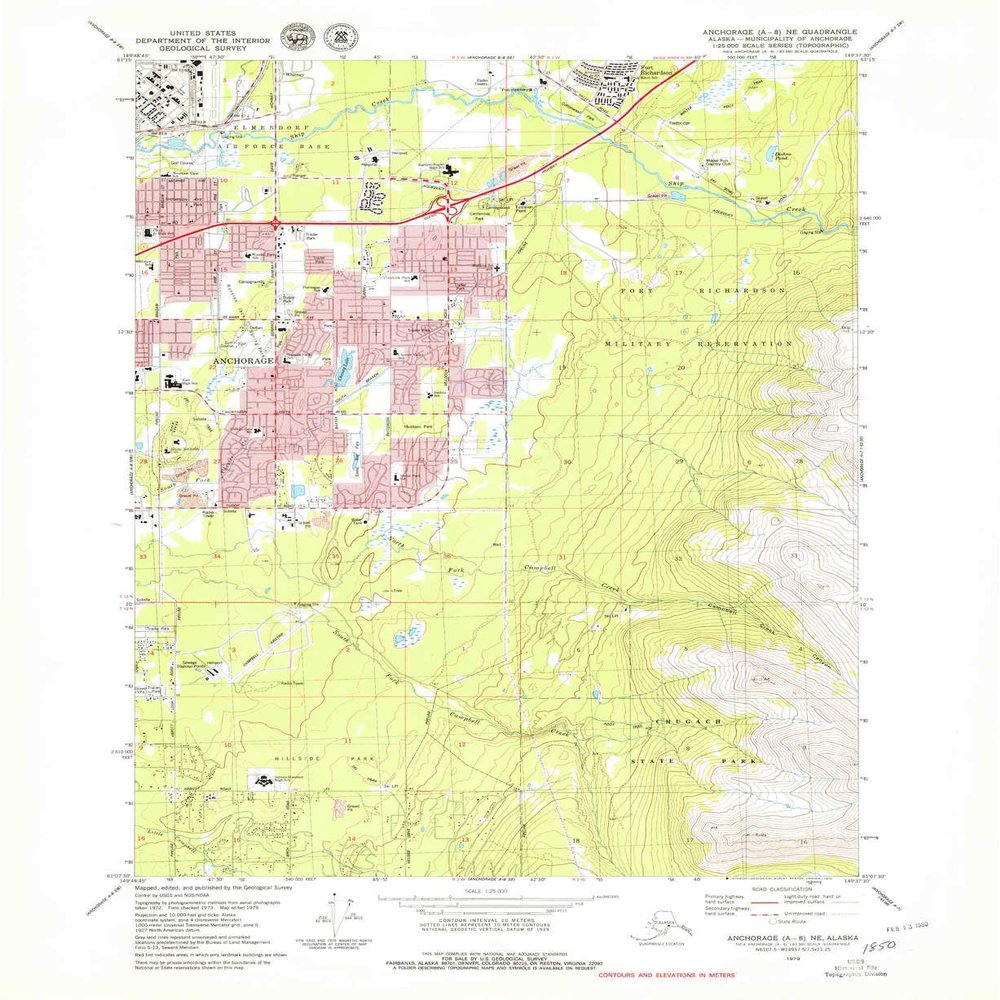 YellowMaps Anchorage A 8 NE AK topo map, 1:25000 Scale, 7.5 X 7.5 Minute, Historical, 1979, Updated 1980, 26.9 x 22 in - Polypropylene