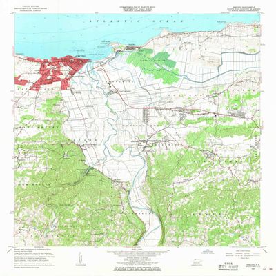 YellowMaps Arecibo PR topo map, 1:20000 Scale, 7.5 X 7.5 Minute, Historical, 1964, Updated 1968, 32.3 x 29.2 in - Polypropylene
