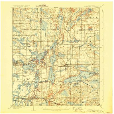 YellowMaps Oconomowoc WI topo map, 1:62500 Scale, 15 X 15 Minute, Historical, 1909, Updated 1928, 20.38 x 16.83 in - Polypropylene