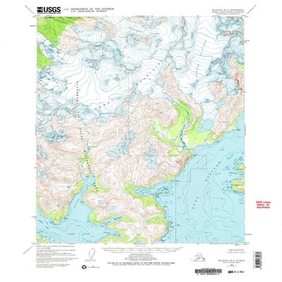 Seldovia B 3 AK topo map, 1:63360 Scale, 15 X 15 Minute, Historical, 1951, Updated 1975, 21.6 x 18 in - Tyvek