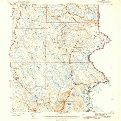 YellowMaps Amity ME topo map, 1:62500 Scale, 15 X 15 Minute, Historical, 1943, 19.8 x 15 in - Polypropylene