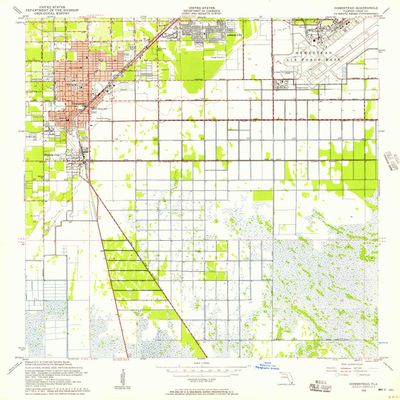 YellowMaps Homestead FL topo map, 1:24000 Scale, 7.5 X 7.5 Minute, Historical, 1956, Updated 1957, 26.8 x 23.4 in - Polypropylene