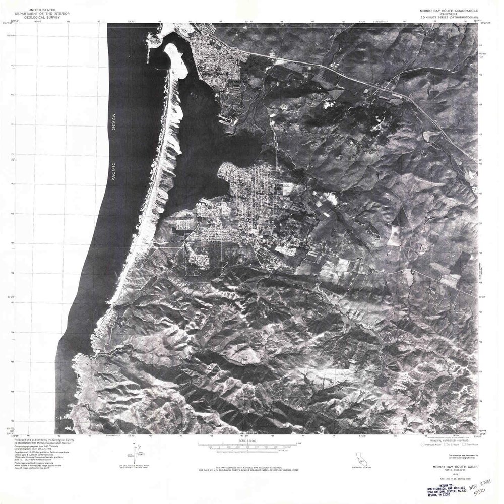 YellowMaps Morro Bay South CA topo map, 1:24000 Scale, 7.5 X 7.5 Minute, Historical, 1976, Updated 1979, 27.9 x 27.1 in - Polypropylene