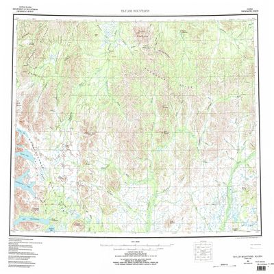 YellowMaps Taylor Mountains AK topo map, 1:250000 Scale, 1 X 3 Degree, Historical, 1954, Updated 1994, 22.8 x 29.7 in - Polypropylene