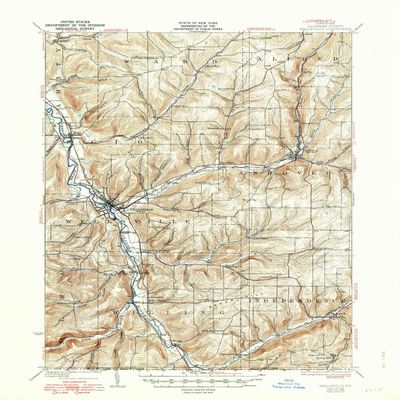 Wellsville NY topo map, 1:62500 Scale, 15 X 15 Minute, Historical, 1926, Updated 1948, 20.9 x 17 in - Polypropylene