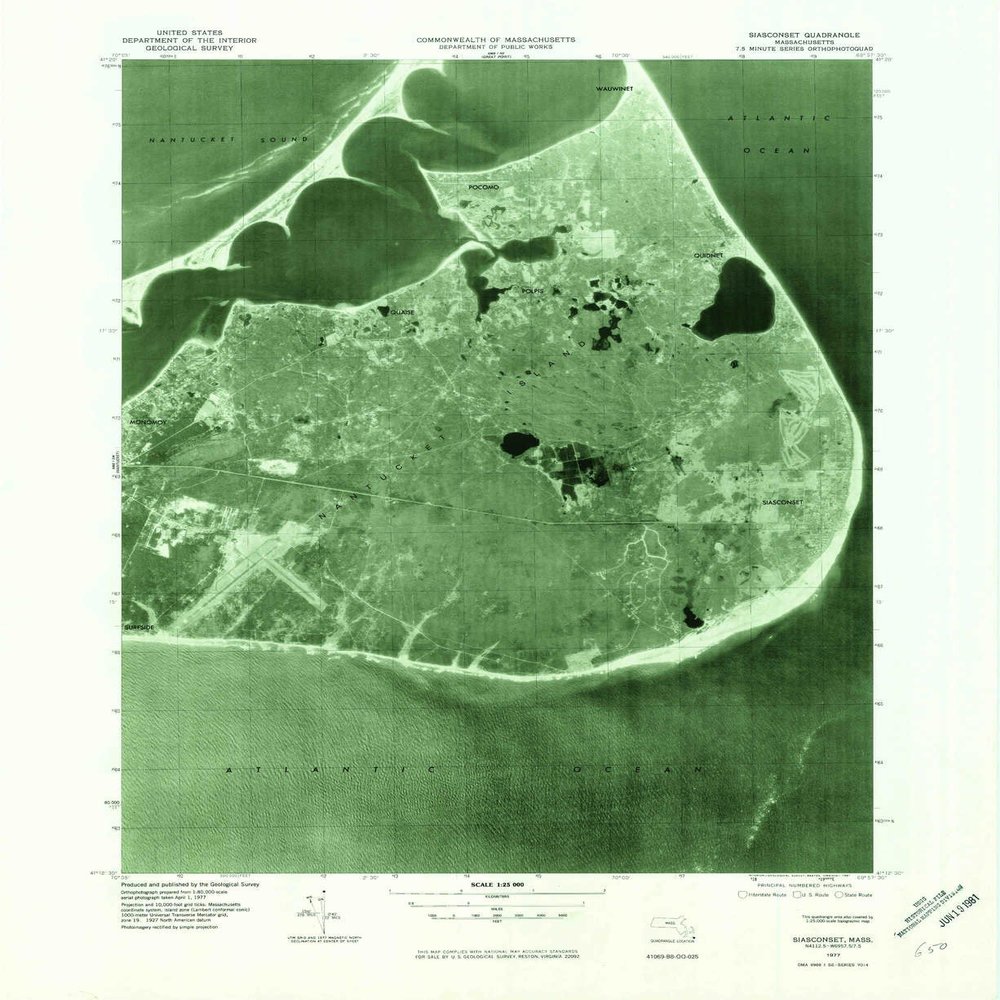 YellowMaps Siasconset MA topo map, 1:25000 Scale, 7.5 X 7.5 Minute, Historical, 1977, Updated 1981, 26.9 x 22 in - Polypropylene