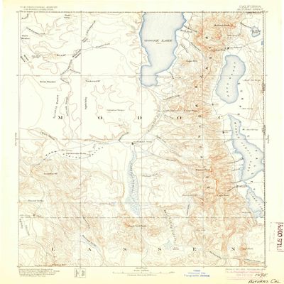 YellowMaps Alturas CA topo map, 1:250000 Scale, 1 X 1 Degree, Historical, 1892, Updated 1904, 19.5 x 15.3 in - Polypropylene