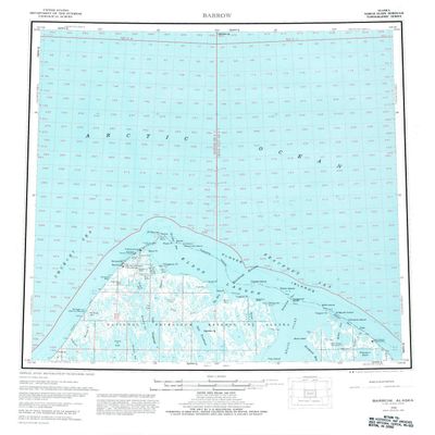 YellowMaps Barrow AK topo map, 1:250000 Scale, 1 X 3 Degree, Historical, 1955, Updated 1981, 23.1 x 20.2 in - Tyvek